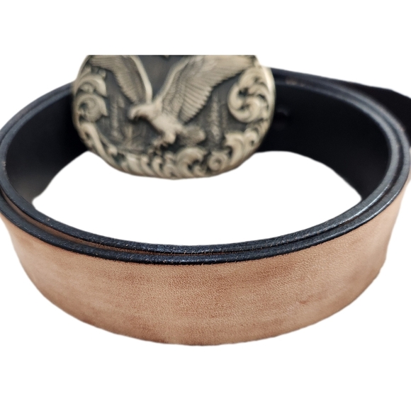 Vintage Award Design Medals Solid Brass Buckle and belt, Black, Men's 36 - Picture 5 of 7